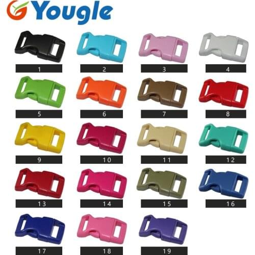 YOUGLE 100 pcs 5/8" Contoured Curved Side Release Buckle for DIY Paracord Bracelet Backpack