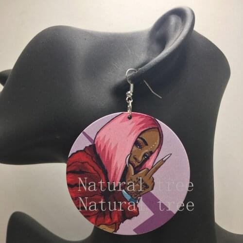 Printing Rock Woman Cool Wooden Earrings