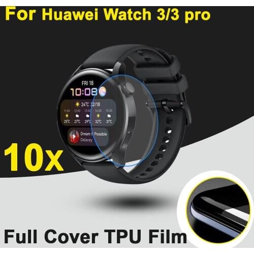 10pcs/lot Full Cover LCD Soft TPU Protective Films For Huawei Watch 3 pro GPS Band Sport SmartWatch Screen Protectors