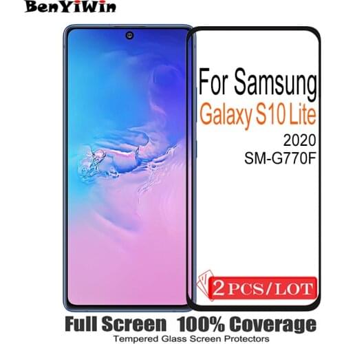2PCS 100% Original Full Cover Screen Protector Tempered Glass For Samsung Galaxy S10 Lite On Protective Glass For SM G770F Film