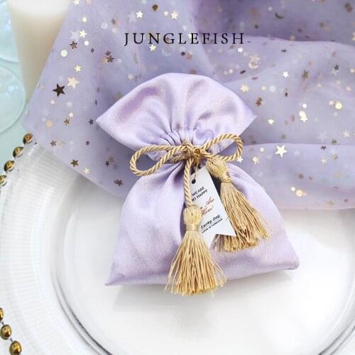 2018 romantic wedding candy boxes gift pouches for jewelly packaging bags 9.5*12cm silk casamento gift cases event party supply