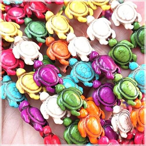 22pcs red turquois turtles new gem stone beads accessories diy fashion beads for men bracelets making parts items 15x18mm