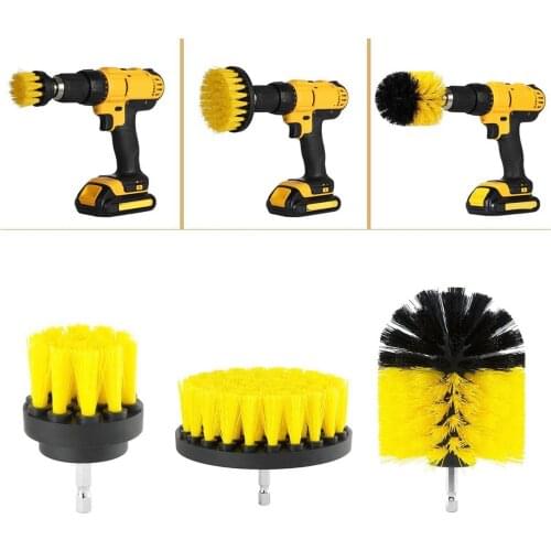 3pcs Eletric Drill Brush Tile Grout Power Scrubber Cleaning Tub Cleaner Combo Tool For Power Tools