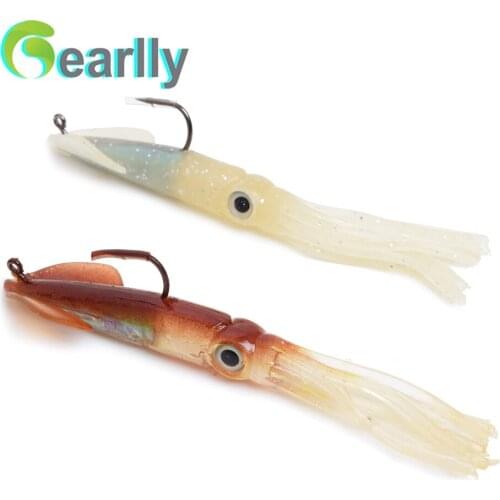 3pcs/set 15cm/6inch brown/luminous with hook sea fishing soft big squid octopus bait lure inchiku snapper jigging pesca calamar