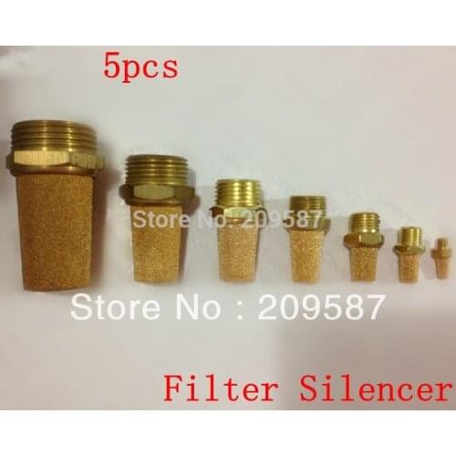 5PCS M5 1/8 1/4 3/8 1/2 3/4 1' BSPT Pneumatic Filter Silencer Sintered Bronze