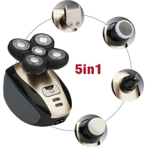 5 in 1 USB Rechargeable Five Heads Electric Shaver Razors Hair Clipper Nose Ear Hair Trimmer Men Facial Cleansing Brush 20#51