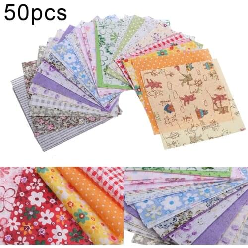 50pcs New Cotton Fabric 10*10cm Square Fabric Cloth Bundle Patchwork Clothing Sewing Quilting For Crafts DIY Doll Needlework
