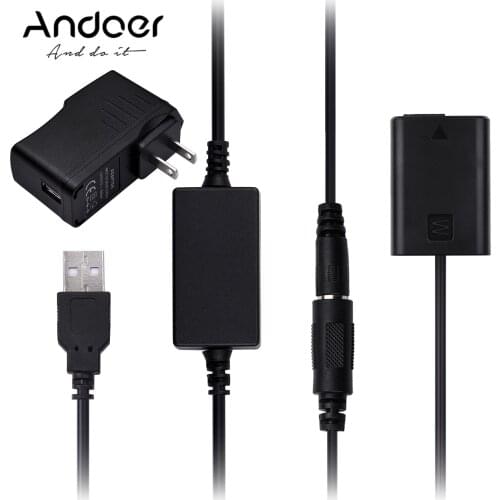 Andoer DR-FW50 Fully Decoded DC Coupler Dummy Battery Replace of NP-FW50 Battery for Sony A7 A7R A7S A7M A7II A7S2 A7M2 A7R2