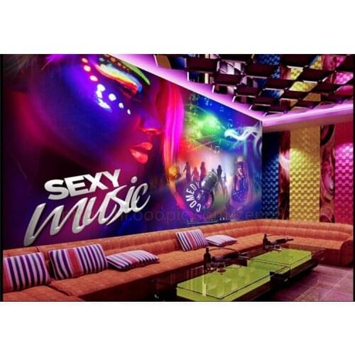 Large custom wallpaper 2017 colorful nightclub Dj cool ktv bar backdrop decoration