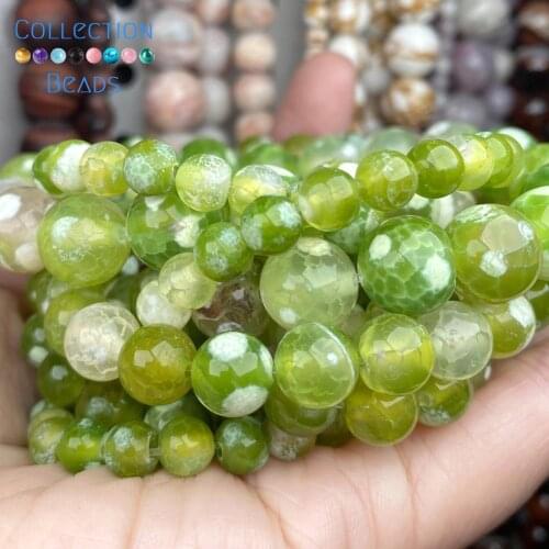 6/8/10mm Natural Stone Beads Green Fire Agates Round Spacer Loose Beads For Jewelry Making DIY Bracelet Accessories 15