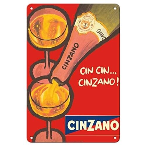 CIN CIN Cinzano - Asti Spumante - Italian Sparkling Wine - Advertising Poster c.1970 Metal Tin Sign