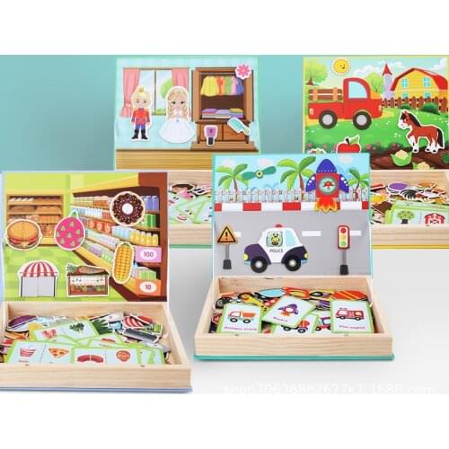 Childrens Intelligent Magnetic Book 3D Puzzles Jigsaw Brain Training Game Educational Toys for Kids Free Gift Xmas Toy