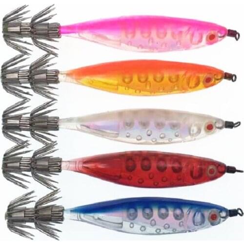 30Pcs Artificial Hard Bait Squid Jigs 10cm 13.5g Squid Hook Jigs Octopus Cuttlefish Shrimp Baits 3D Eyes Fishing Tackle