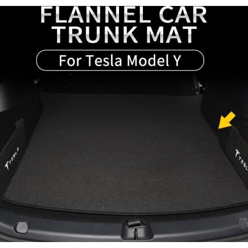 For Tesla Model Y 2020-2021 Trunk Mats Rear Cargo Liner Soft Flannel Dustproof Anti-Slip Durable Odorless Trunk Floor Mat
