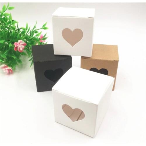 Cubic With Heart Design Paper Box Packing Box For Engagement New Year Festival Birthday Party Cosmetic Lipstick 50Pcs 5x5x5cm