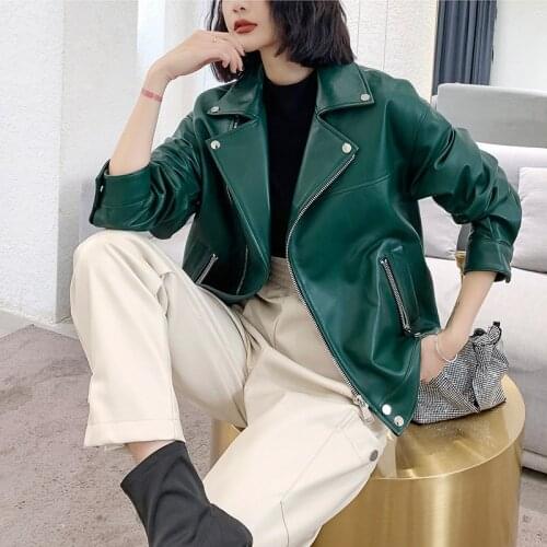 Real Leather Jackets Women Spring Autumn2021 Genuine Sheepskin Leather Coat Female Motorcycle Woman Jacket Cuero Genuino Zjt2096