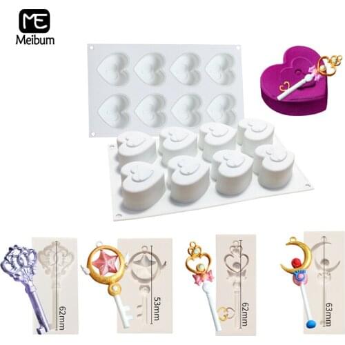 Meibum 4 Style Combination Silicone Mold DIY Love Lock&key Shape Muffin Chocolate Mousse Cake Mould Dessert Pastry Baking Modle