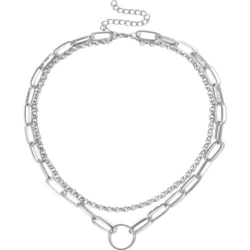 2021 Trendy Multilevel Golden and Silvery Ring Necklace Alloy Necklace Choker Necklace for Women Accessories Fashion Jewellery