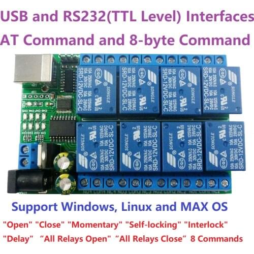 Two In One Dc 5v 12v 24v 8ch Usb Serial Port Module Rs232 Ttl Switch Board Ch340 For Windows Linux Max Os