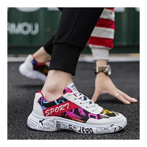 2020 new mesh mens casual shoes colorful graffiti mens shoes light, comfortable and breathable walking sneakers