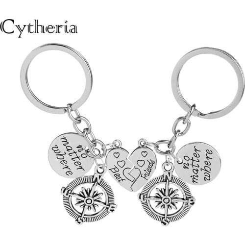 No matter where best friend forever key chains set Splice heart keychains set key ring car key holder Gift for bestfriend 2