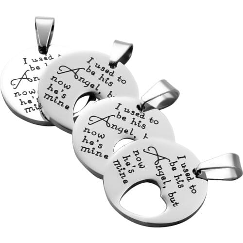5Pcs Couple Necklace Jewelry Stainless Steel Dog Tag Pendant Jewelry For Women Good Gift For Boyfriend Girlfriend Husband Wife