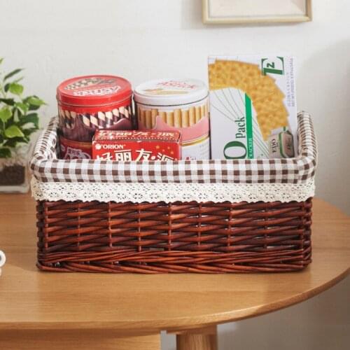 Handmade Rattan Storage Basket Household Items Snacks Fruit Debris Laundry Finishing Willow Picnic Basket Wicker Home Organizer