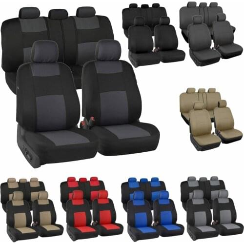 Polyester Durability Automotive Seat Covers Car Accessories Seat Protector Cover Blue on Black Front and Rear Split Bench Case