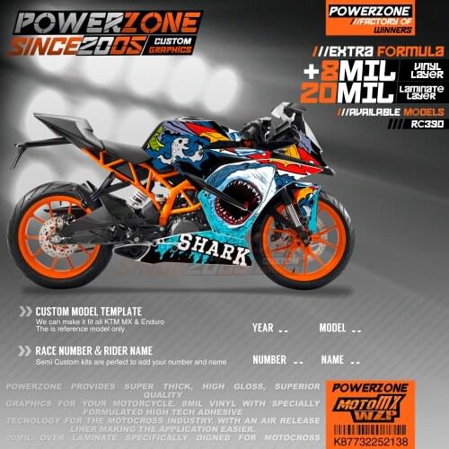PowerZone Custom Team Graphics Backgrounds Decals 3M Stickers Kit For KTM RC390 2014-2016 2017-2019 138