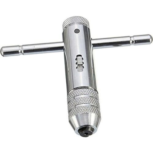 Adjustable 3-8mm T-Handle Ratchet Tap Wrench with M3-M8 Machine Screw Thread Metric Plug Tap Machinist Tool