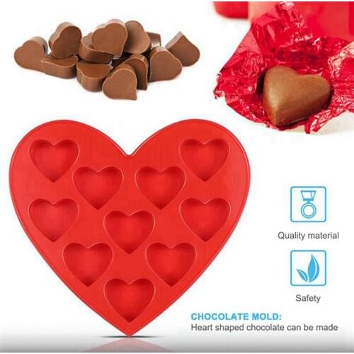 10 Grid Silicone Chocolate Mold Tray Creative Heart Shaped Ice Cube Cake decoration Mold Cake Molds Baking Tools