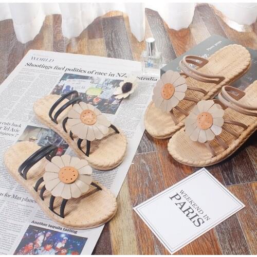 Women Slippers New Style Sandals And Slippers Summer Indoor Household Sunflower Slippers Home Non-slip Daisy Slippers