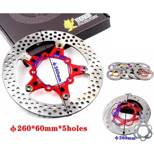 The New Universal 5 hole 260*60mm CNC Aluminum alloy Electric cars Motorcycle Brake disc Floating Disc Rapid Cooling Brake Pads