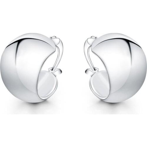 925 Sterling Silver Smooth Egg Shape Earrings for Women Jewelry Cute Romantic Jewelry Wedding Party Gift