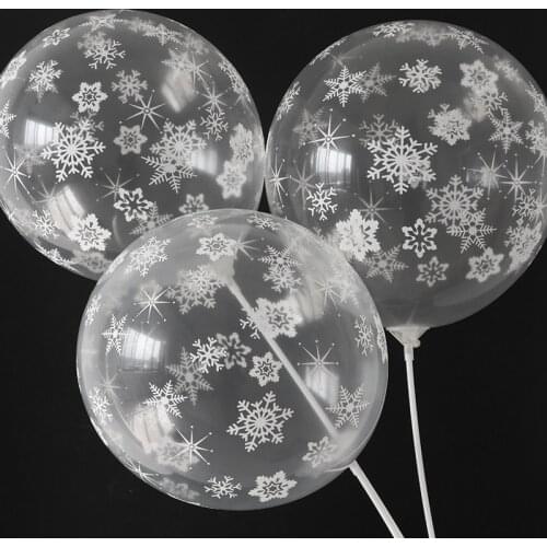 10pcs 12inch Snowflake Latex Balloons Helium Ballon Merry Christmas Birthday Theme Party Decoration Party Supplies Air Globos