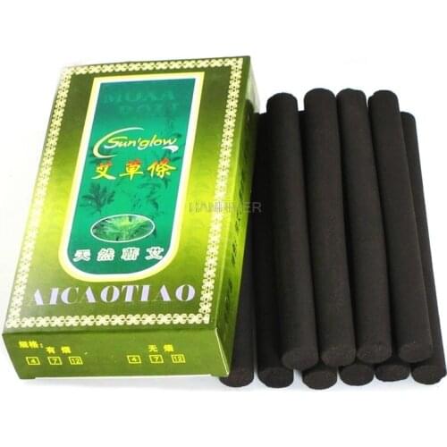 10Pcs/Box 12*120mm Smokeless Moxa Rolls Chinese Traditional Roller Stick Black Roller Burner Moxibustion Acupuncture Massage
