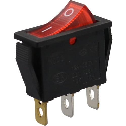 10Pcs Red Light 3Pin 2 Position Rocker Switch 16A/250V 20A/125V ON/OFF KCD3