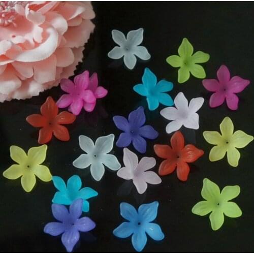 10pcs/lot 27mm 10 Colors Acrylic Leaf Petals Flower Frosted Acrylic Spacers Beads For Wedding Earrings DIY Makeing Accessories