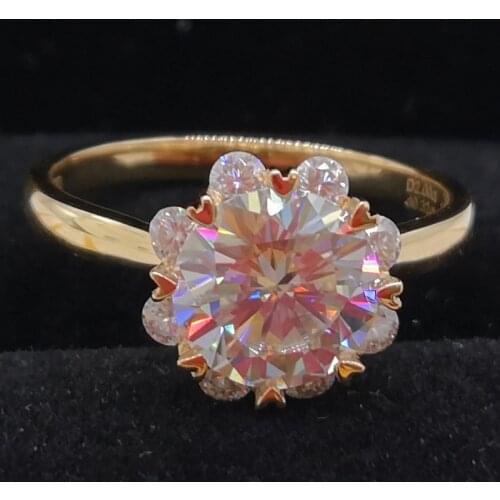 18K Au750 White Gold Ring Women Wedding Party Engagement Ring 1 2 3 4 5 Carat Round Heart Flower Moissanite Diamond Trendy