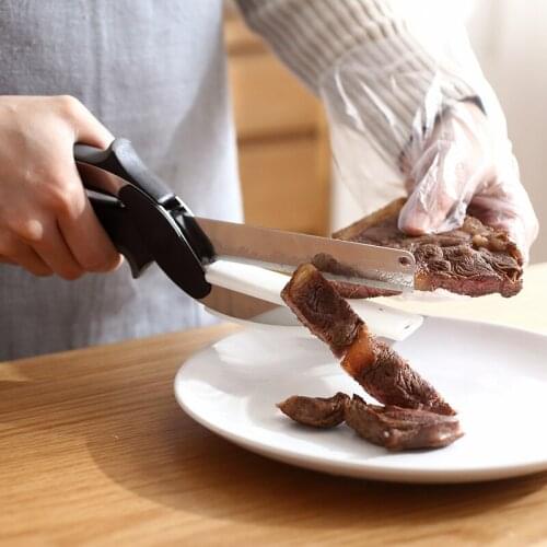 Wonderlife 2 In 1 Utility Cutter Scissors Knife Kitchen Board Stainless Steel Ourdoor Meat Potato Cheese Vegetable Kitchen Tools