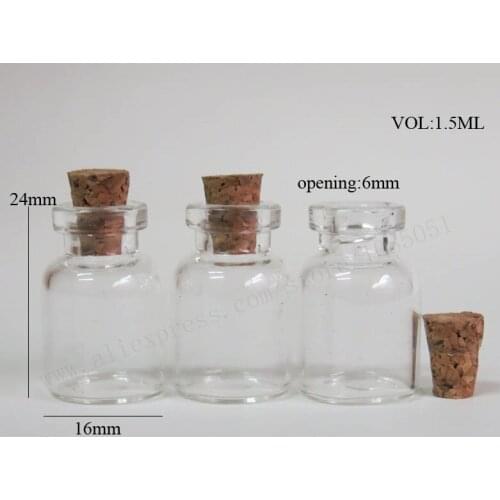 20pcs/lot 1.5ml empty clear Glass vials with wooden cork Wishing Cute glass bottle for holiday/gift/present 162406