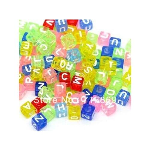 2000pcs/lot Mixed Alphabet /Letter Acrylic Cube Beads 6x6mm Free Ship