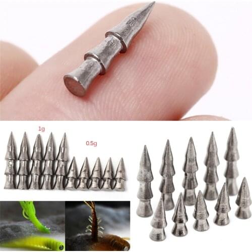 2020 New 5pcs/8pcs Small Thin Worm Weights Sinkers Insert Into Soft Plastic Lures Tungsten Nail Pagoda Fishing Sinker