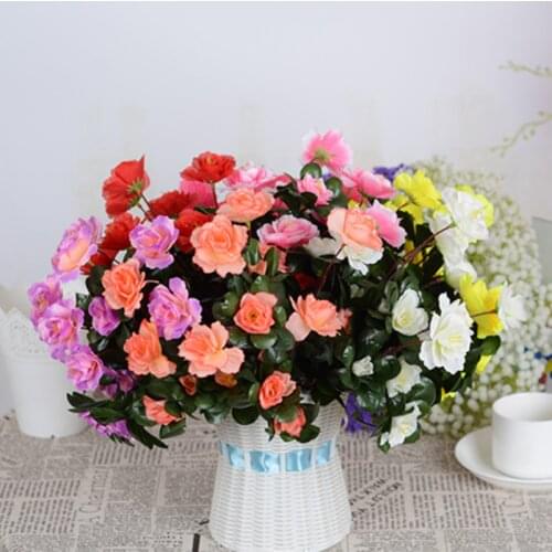 33CM Artificial Red Azalea Flowers Bushes High Quality wedding Home Decor Small Decorations For Garden