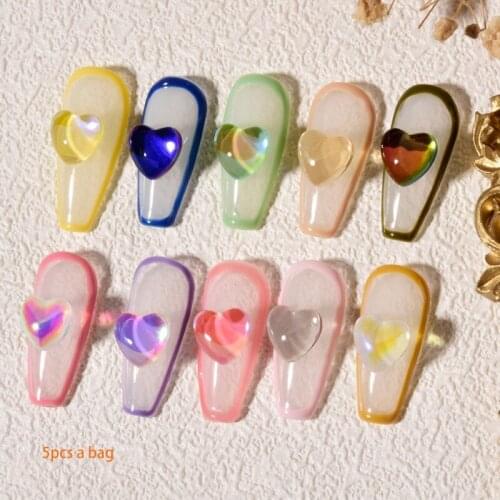 5Pcs A Bag Nail Art Decor Love Crystal Glitter Rhinestone Nail Art Decoration AB Color Glass Acrylic Diamond For Nails