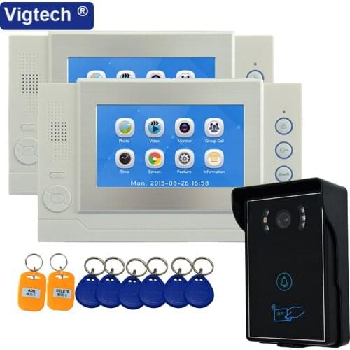 7" Wired Video Intercom Home System For Apartment Touch Screen IR Night Vision Waterproof Remote Unlock FrId Card Access Control