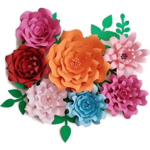 2018 DIY 7PCS Giant Paper Flowers 7 Leaves Flores Artificiales Fleur Artificielle Wedding & Event Backdrop Party Baby Nursery