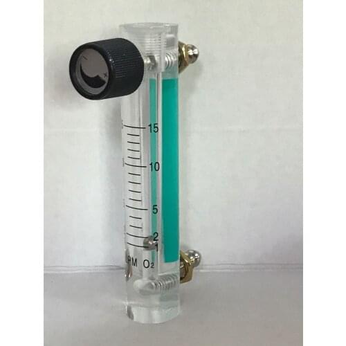 Acrylic Gas Air Oxygen Flow Meter Flowmeter Countor Indicator O2 With Valve brass Connector 0.1Mpa 1-15L/Min height 116mm