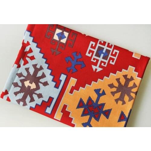 Free shipping red diamond geometric pattern of high-grade cotton canvas bag table cloth curtain fabric sofa cushion