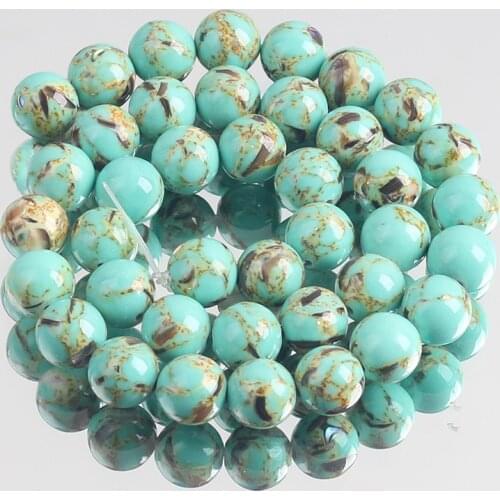 Lake Blue Howlite Shell Turquoises Stone Beads Round Loose Beads For Jewelry Making DIY Bracelet Accessories 4/6/8/10/12MM 15"